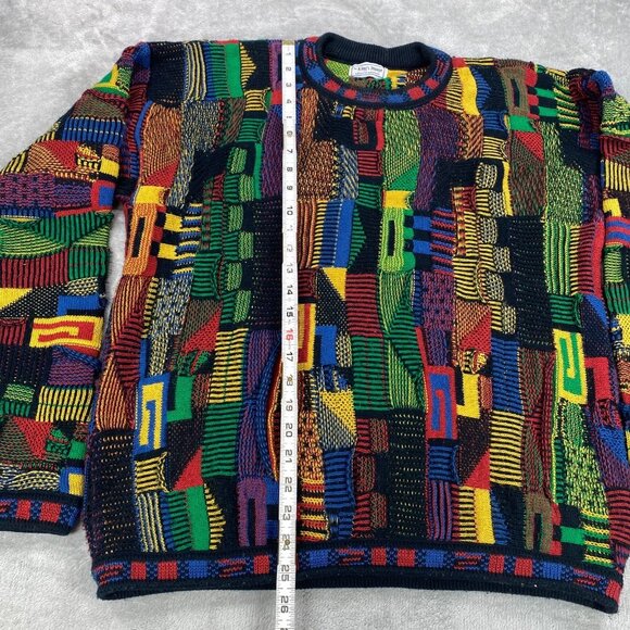 Vintage Kings Images Knit Sweater Mens M Textured Geometric Pullover USA - Picture 3 of 11